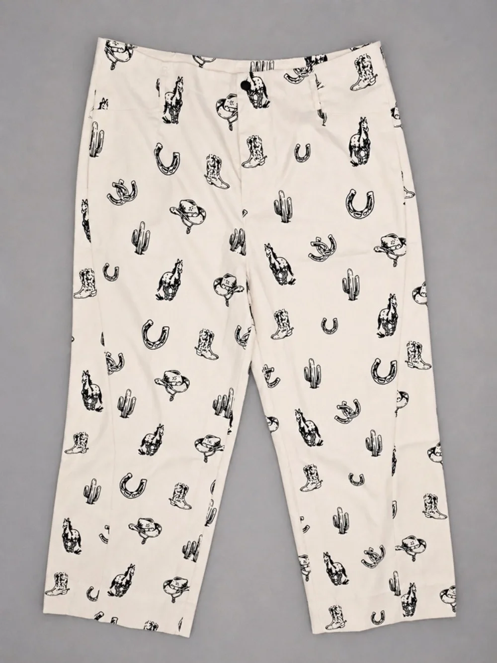 Western Print Pants Horse Cactus Tan Wide Leg Size XXL - Picture 2 of 6
